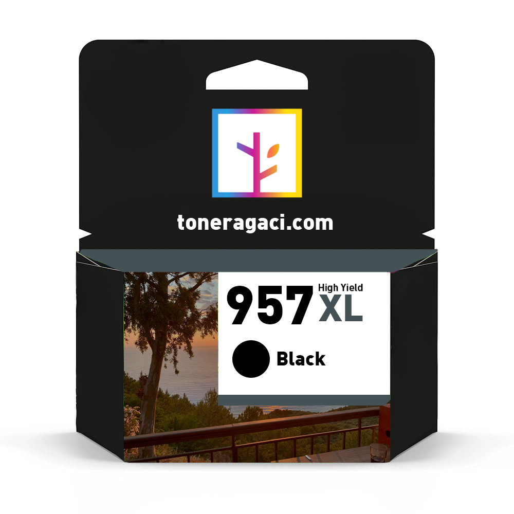 Hp 957XL-L0R40AE Siyah Muadil Kartuş Extra Yüksek Kapasiteli