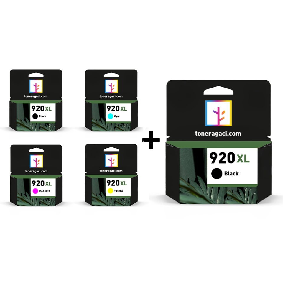 HP 920XL Muadil Set + 920XL Siyah Muadil Kartuş